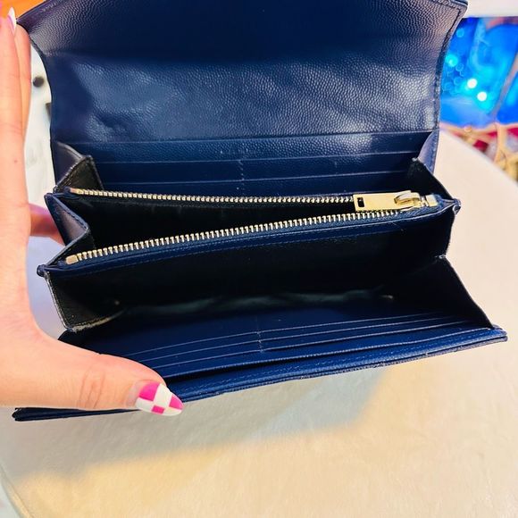 YSL Classic Monogram Flap Mattelasse Chevron Leather Large Wallet Let - Picture 7 of 17